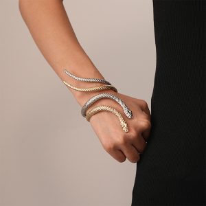 2-piece Set Exaggerated Twisted Winding Simulated Snakes Opening Ring Bracelet