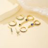 Geometric Water Drop Ink Blue Zircon Earrings 7-piece Set