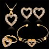 Jewelry Set Peach Heart Rhinestone Earrings Love Necklace Bridal Jewelry Set