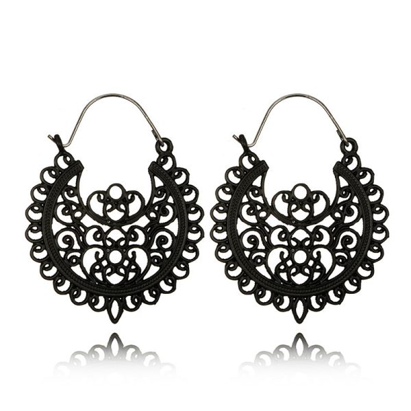Ethnic Style Flower Basket Circle Earrings
