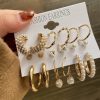 Temperament Pearl Pendant Earrings Triangle Metal 9-piece Set
