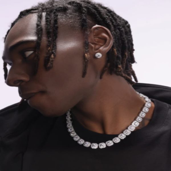 18K White Gold Plated Diamond Rock Sugar Necklace