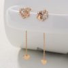 Korean Version Personality Thin Copper Micro Set Zircon Texture Long Tassel Love Ear Line Earrings