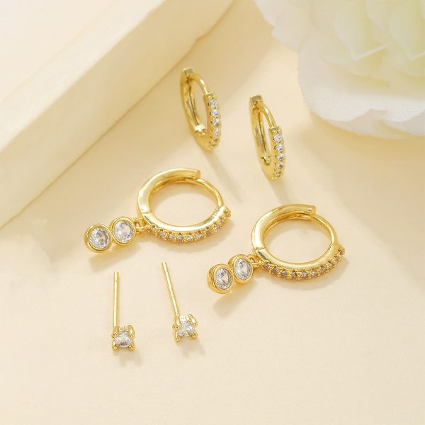 Simple Circle Pendant Earrings Inlaid Zircon