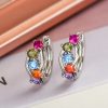 18K Gold Zircon Vintage Circle Earrings Female Special Interest Light Luxury