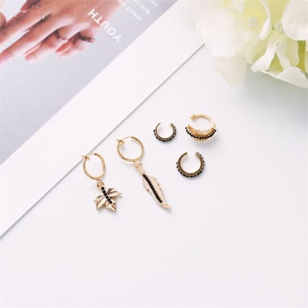 Jewelry Fashion 5-piece Set Of Earrings Trendy Leaves