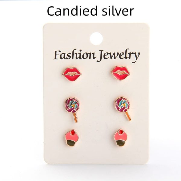 Personalized Oil Dripping Cartoon Animal Ear Stud Set