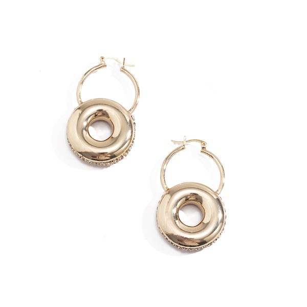 Niche Retro Gold Circle Diamond Earrings Women