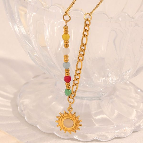 French Retro Easy Matching Necklace Stainless Steel Sun