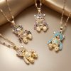 Bear Zircon Pendant Temperament Entry Lux Necklace