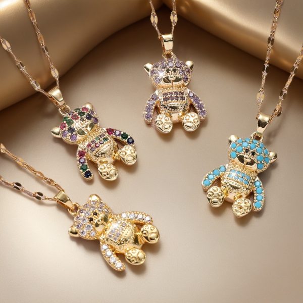 Bear Zircon Pendant Temperament Entry Lux Necklace