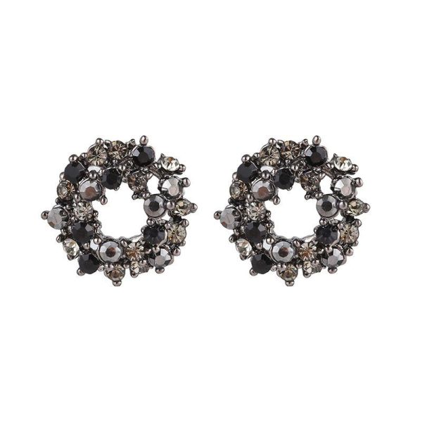 Dark Style Affordable Luxury Fashion Black Circle Flower Earrings