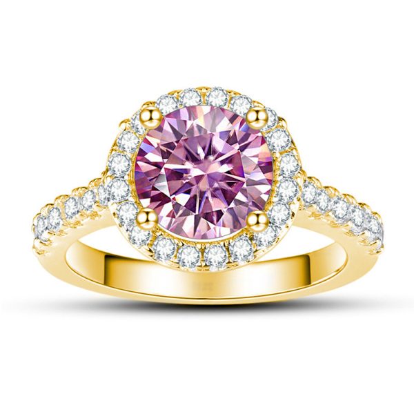 1 Karat 65mm Color Moissanite Ring Gold Ring Shank S925 Sterling Silver Moissanite