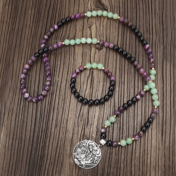 Dongling Long Yoga Lotus Pendant Necklace