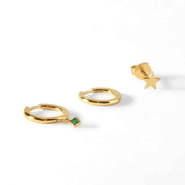 Women's Fashion Sterling Silver Star Face Earrings Set