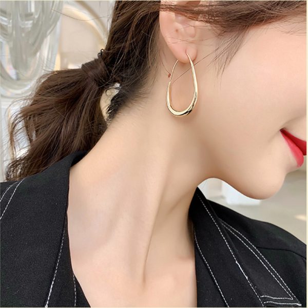 Drop Shape Pendant Metal Big Circle Earrings Geometry