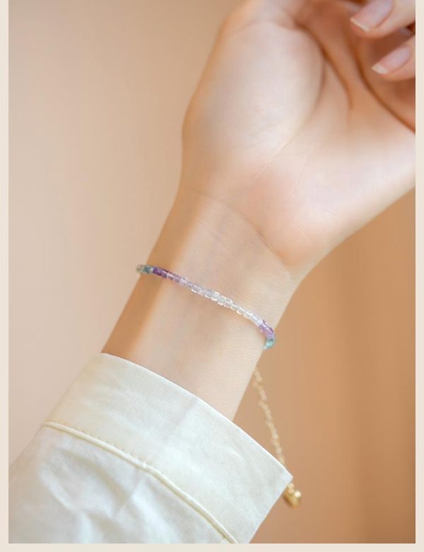 Extremely Fine Handmade Women's Rainbow Fluorite Bracelet