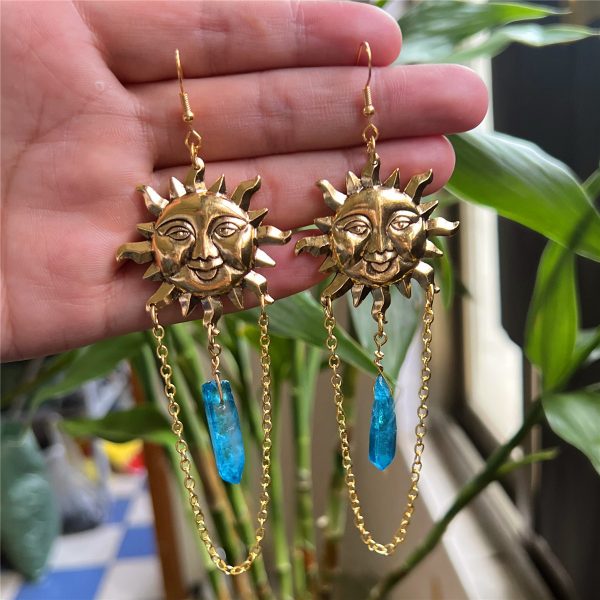 Sun Crystal Stone Earrings Jewelry