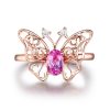 Fashion Hollowed-out Butterfly Tourmaline Open Ring