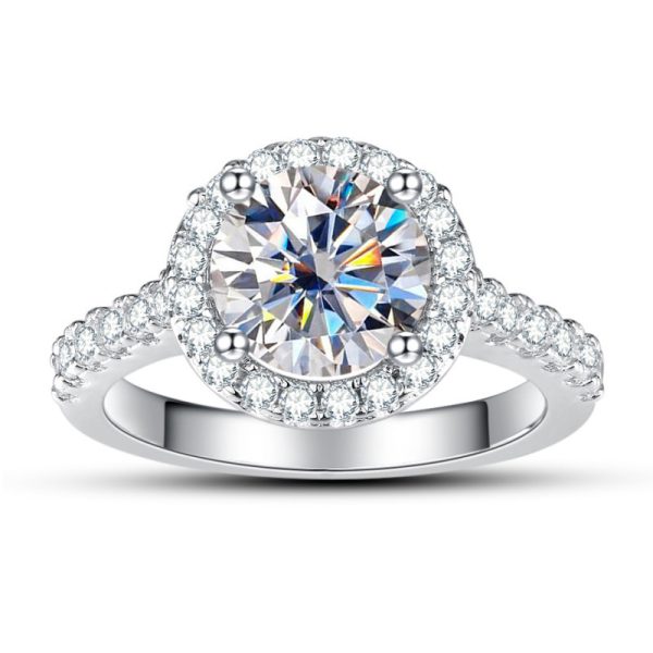 1 Karat Round Bag Color Moissanite Women's Ring