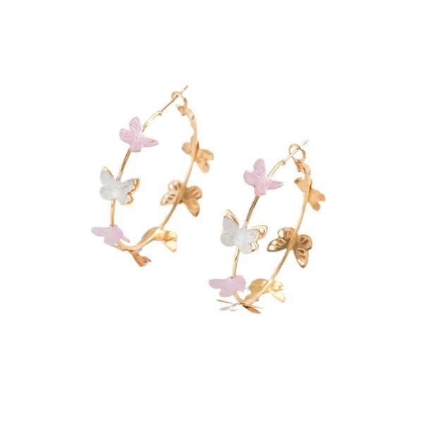 Butterfly Earrings Hollow Multi-layer Big Circle Ear Hook