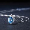 925 Sterling Silver Light Luxury Colored Gems Jewelry Suit Natural