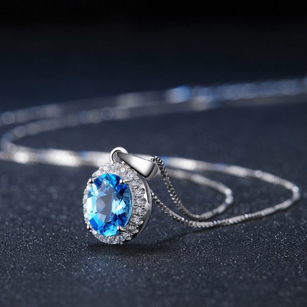 925 Sterling Silver Light Luxury Colored Gems Jewelry Suit Natural