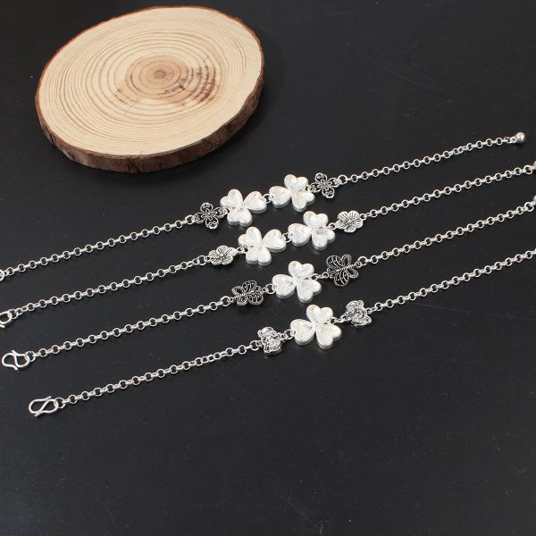 Artificial Miao Silver Ethnic Style Eardrop Frame Diy Bracelet Clover