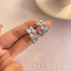 Fashion Simple Double Circle Plant Texture Ear Studs