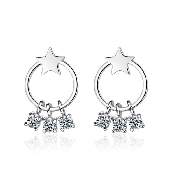 New Style Circle Star Tassel Earrings Female Zircon