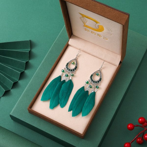 Women's Drop-shaped Feather Earrings Jewelry