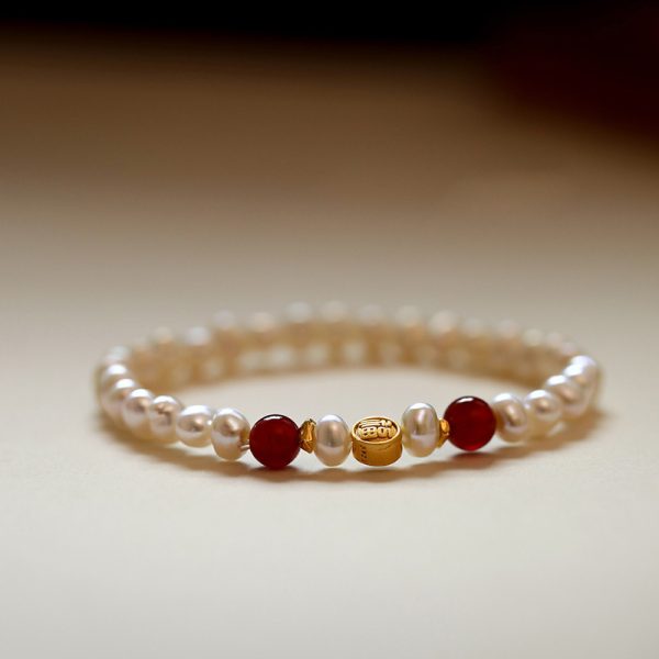 Natural Freshwater Pearl Bracelet Fu Character Light Luxury Beaded High Sense