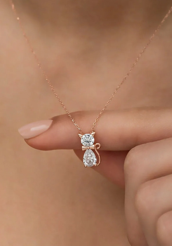 Sweet Fashion Fashionmonger Adorable Pet Kitty Gem Pendant Clavicle Chain