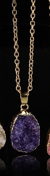 Ladies Round Irregular Water Droplets Natural Stone Rough Stone Pendant Necklace