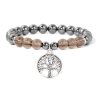Natural Stone Bead Elastic Bracelet Tree Of Life Pendant