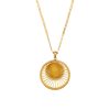 Hollow Sector Pendant Stainless Steel Gold Plated Necklace
