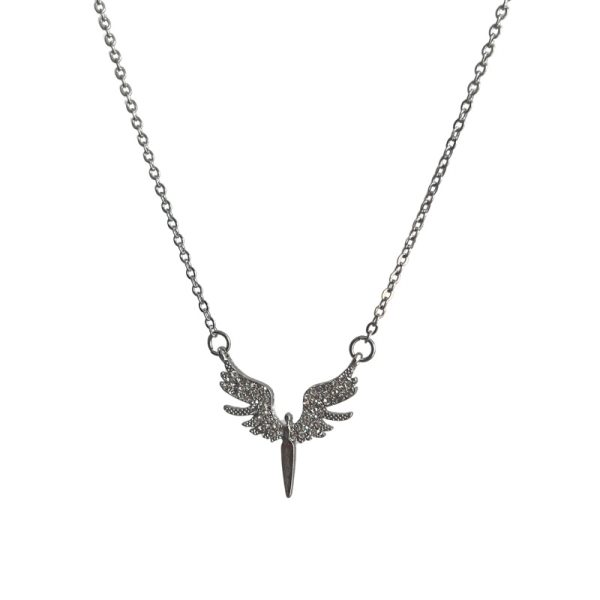 Fate Of Heart Wings Diamond-studded Necklace Men And Women Cold Wind