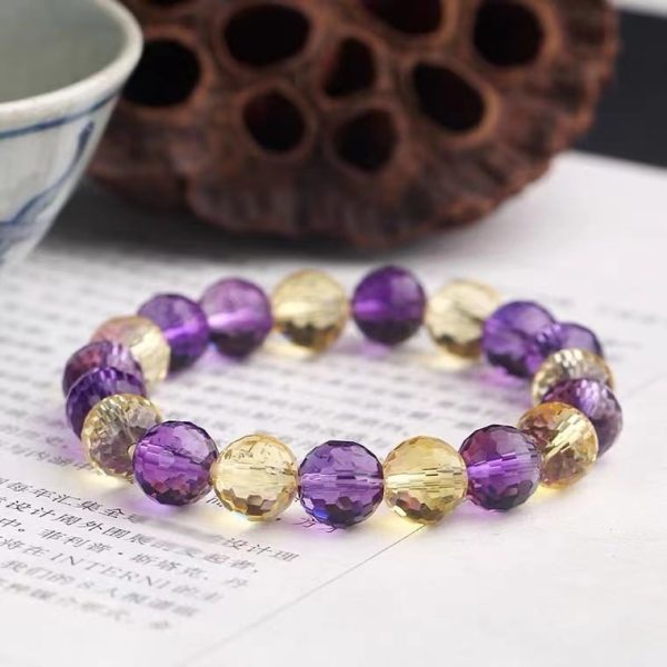 Ametrine Bracelet 128 Cut Crystal Amethyst Bracelet