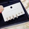 6-piece Set Of Simple Leaves Five-pointed Star Earrings