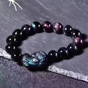 Natural Ice Color Eye Obsidian Bracelet