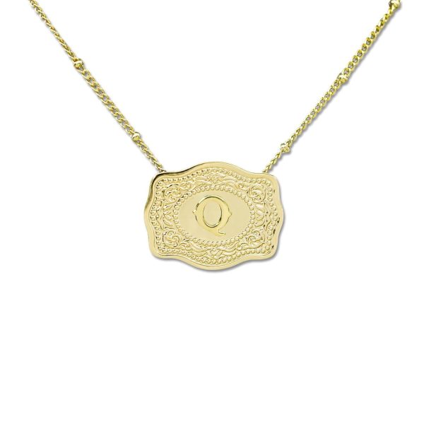 Gold-plated Embossed Slim Chain Adjustable Necklace