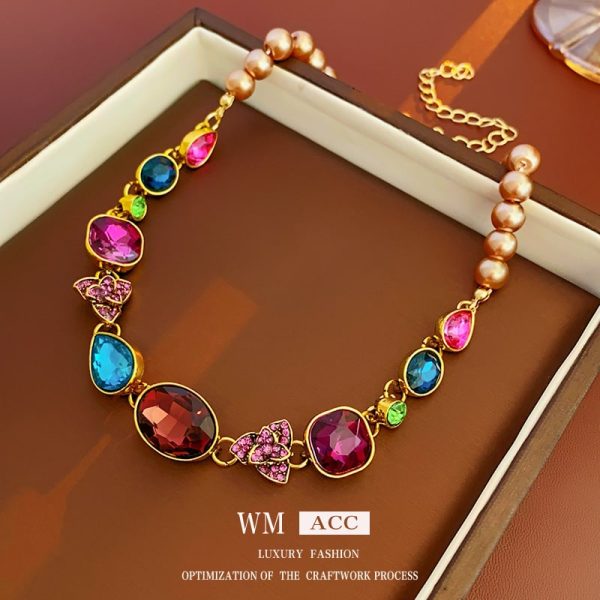 04d92969-43f7-42d0-8bbe-ca7ce9a242a4.jpg Retro High-grade French Color Diamond Water Drop Flower Earrings