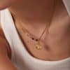 18K Gold Natural Stone Opal Sun Pendant Color Stone Necklace