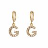 18K Gold Plated Micro Set Zircon Letter Earrings For Women