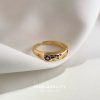 Micro Inlaid Zircon Plated 18K Real Gold Color Open Adjustable Fashion Ring