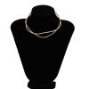 Simple Clavicle Chain Open Line Geometric Neck Ring Metallic