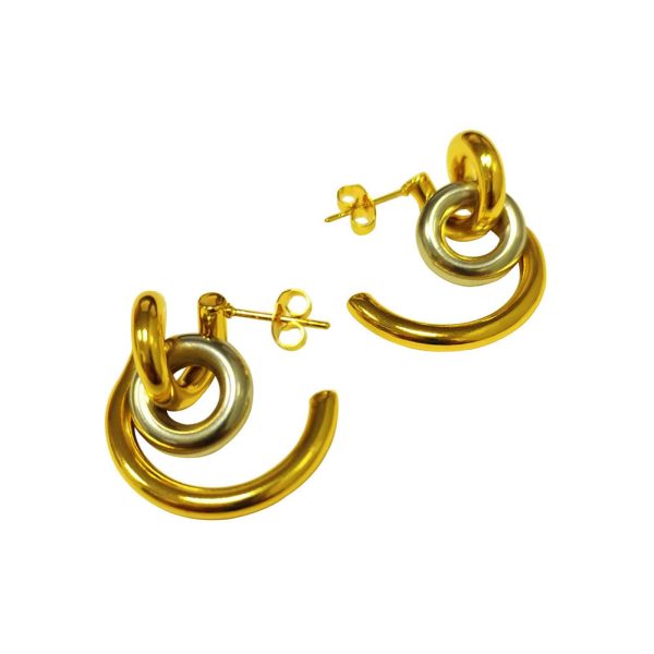 Fashion Winding Circle Titanium Steel Ear Studs Creative Lock C- Shaped Niche Personality Female