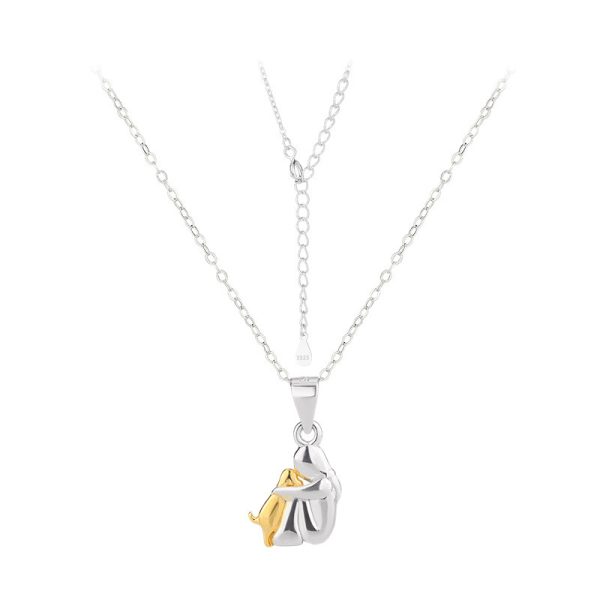 Fashionable All-match Simple Little Girl And Dog Hug Necklace