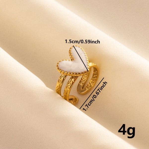 304 Stainless Steel Heart-shaped Drip Open Ring For Women