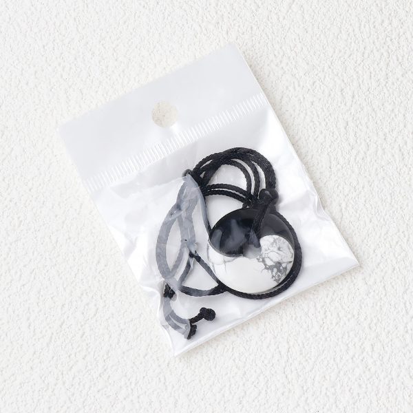 Eight-diagram-shaped Black Silk Turquoise Stitching Peace Buckle Necklace